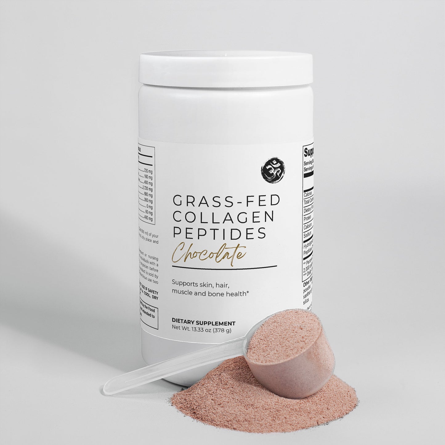 Polvo de péptidos de colágeno alimentados con pasto (chocolate)