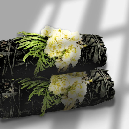 Midnight Bloom Floral White Sage