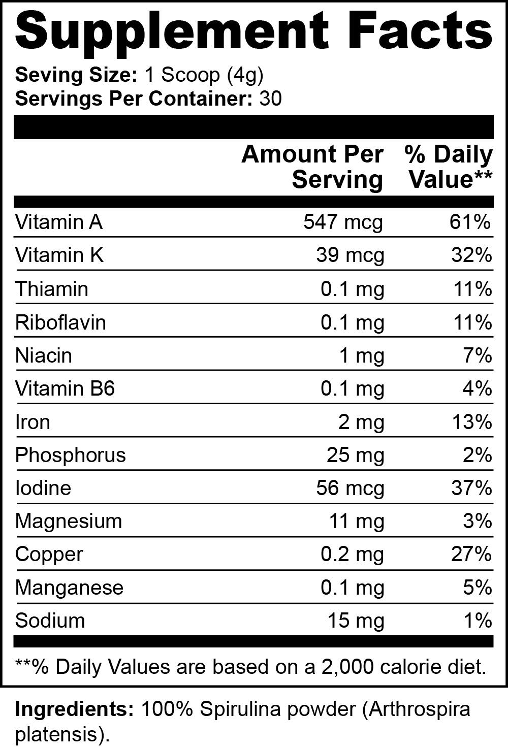 Espirulina en polvo - Orgánica